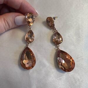 Gold coral rhinestone earrings